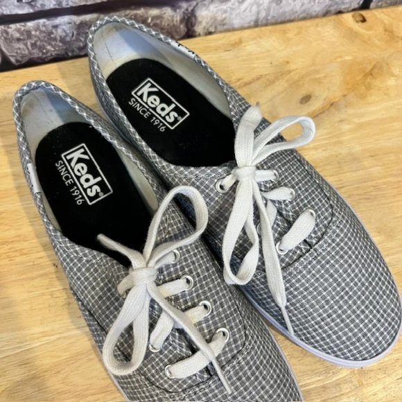Keds Black & White Plaid Lace Up Sneakers Size 7 - Picture 5 of 7